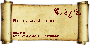 Misetics Áron névjegykártya